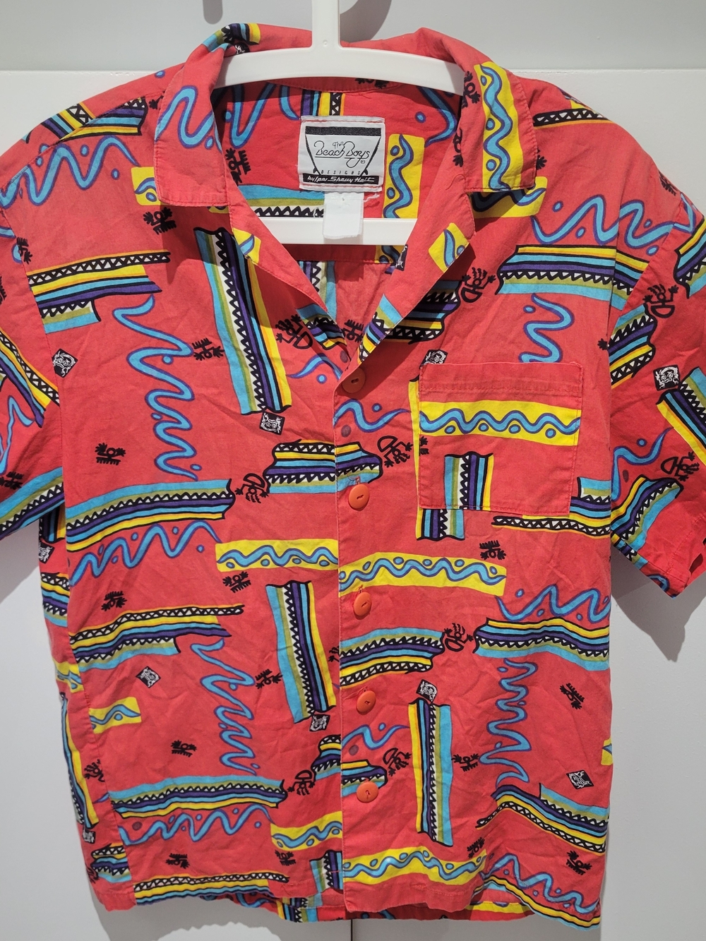 Vintage Beach Boys Designs Surf Hawaiian Button Up Shirt Fun Summer AOP, Medium